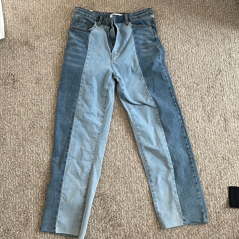 mixed wash straight leg jeans